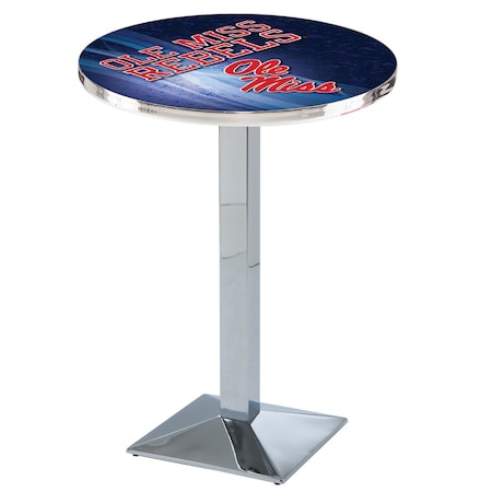 Holland Bar Stool Co 36" Chrome Ole' Miss Pub Table, 28" dia. Top L217C3628MssppU-D2